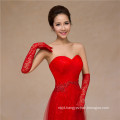 Fashion red lace appliques long-full high quality wedding lace gloves